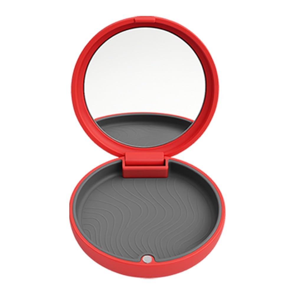 Dentosmile Aligner Case with Mirror and Silicone layer - Compatible with Invisalign, Smile Direct, and Other Aligners, Retainers, and Mouth Guards in Red Color (1)