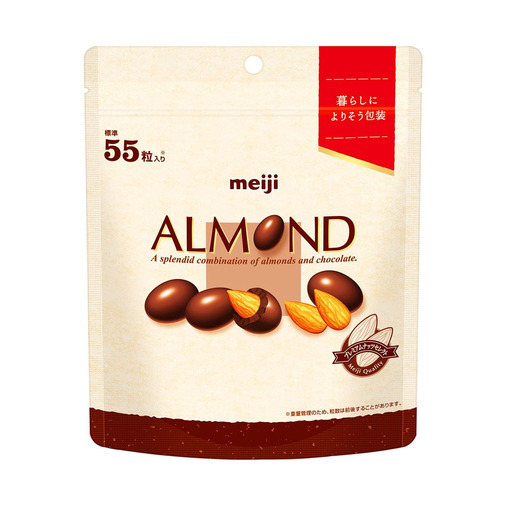 Meiji Almond Chocolate Simple Packaging Large Capacity Pouch 231g | Made in Japan | Japanese Chocolate