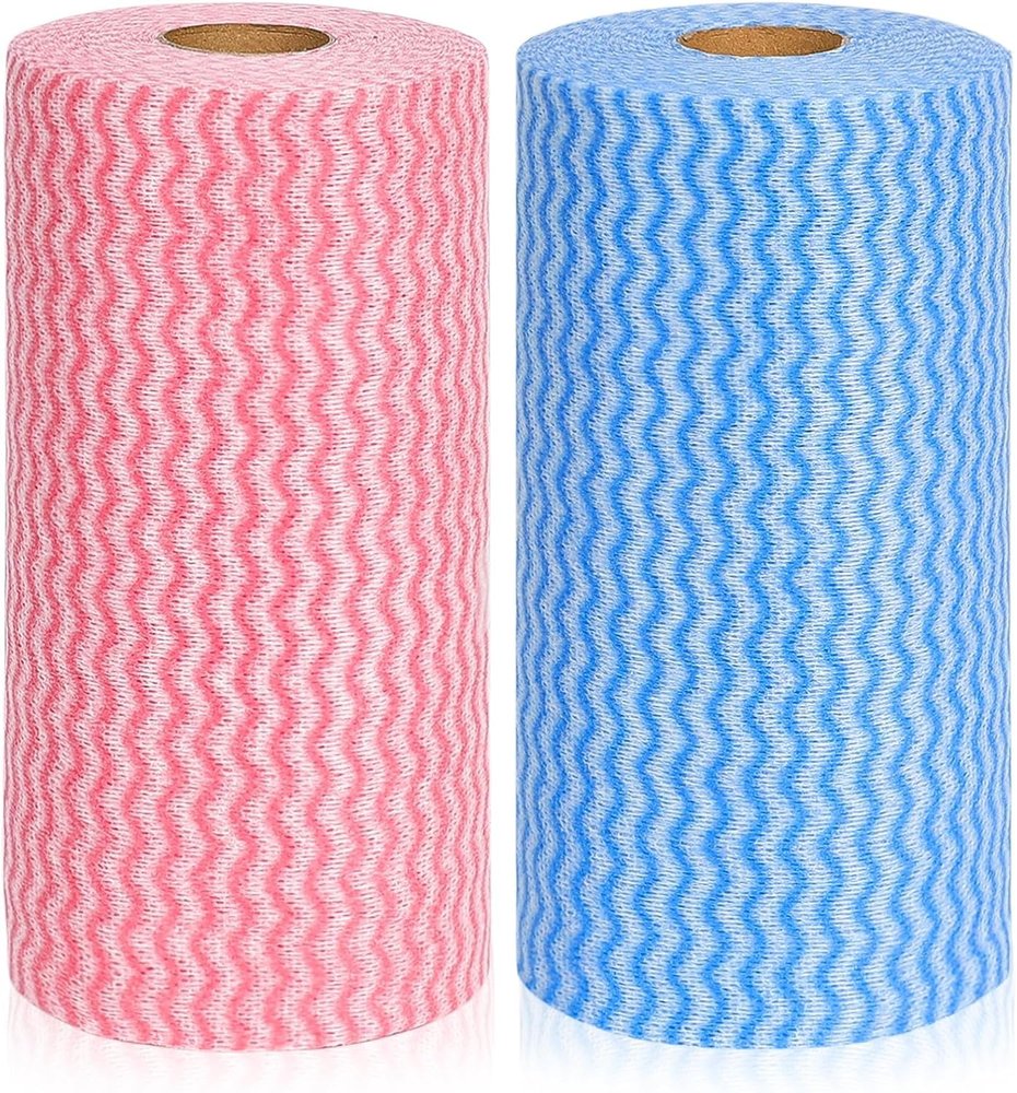 DALUCI Reusable Kitchen Towel Roll Wipes Super Absorbent Cleaning Cloth | Washable Kitchen Roll & Tissue Paper Roll for Home & Kitchen | Multipurpose Cleaning Accessories (2 Roll, 160 Pulls)
