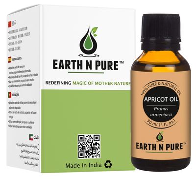 Earth N Pure Apricot Oil (Khumani Oil) Cold Pressed, Natural and Therapeutic Grade 30 ml