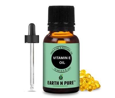 Earth N Pure Vitamin E Oil Therapeutic Grade for Skin, Hair and Nails with Glass Dropper 15 ml