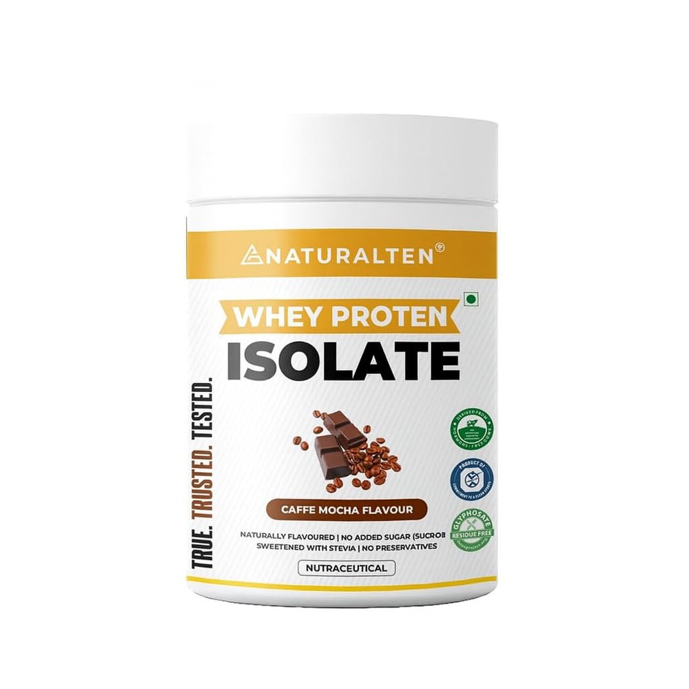 NATURALTEIN Natural Whey Protein Isolate 300 g (Caf Mocha Flavour) | 30 g Serving 25 g Protein | Naturally Flavoured | No Artificial Sweeteners | No Adulteration | Easy to Digest