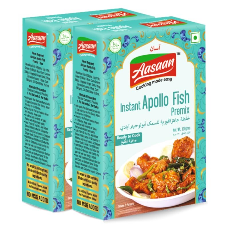 Aasaan Instant Apollo Fish Premix - Quick & Easy Traditional Indian Fish Fry Mix (Pack of 2)