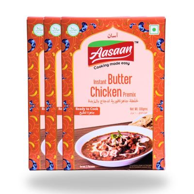 Aasaan Instant Butter Chicken Premix - Quick, Easy & Authentic Indian Butter Chicken Mix (Pack of 3)