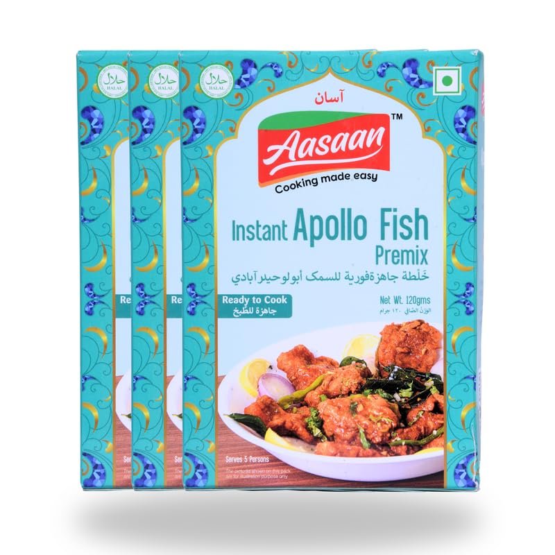 Aasaan Instant Apollo Fish Premix - Quick & Easy Traditional Indian Fish Fry Mix (Pack of 3)