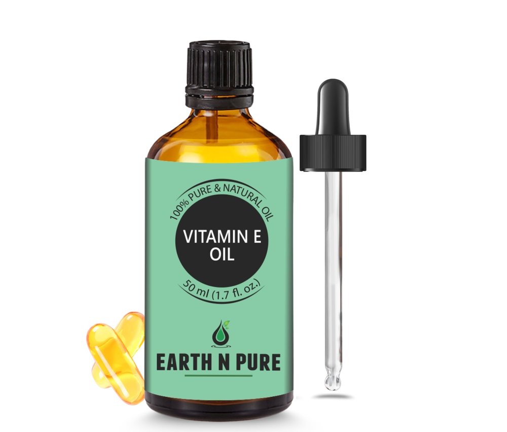 Earth N Pure Vitamin E Oil Therapeutic Grade for Skin, Hair and Nails with Glass Dropper - 50 ml