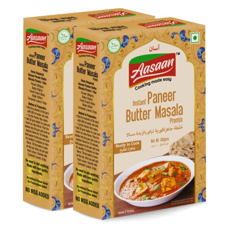 Aasaan Instant Paneer Butter Masala Premix - Easy & Flavorful Indian Paneer Masala Mix (Pack of 2)