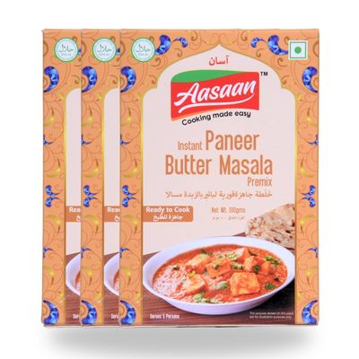 Aasaan Instant Paneer Butter Masala Premix - Easy & Flavorful Indian Paneer Masala Mix (Pack of 3)