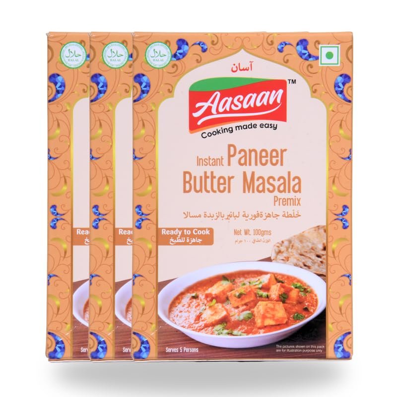 Aasaan Instant Paneer Butter Masala Premix - Easy & Flavorful Indian Paneer Masala Mix (Pack of 3)