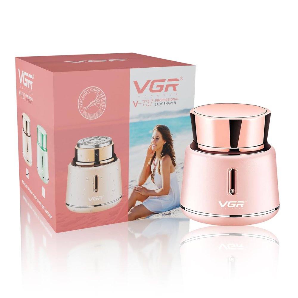 VGR V-737 Professional Rechargeable shaver fully waterproof (IPX5), Portable, Painless & Cordless Shaver for women with USB charger & LED Indicator | 500mAh lithium battery | 1 Year Warranty (Pink)
