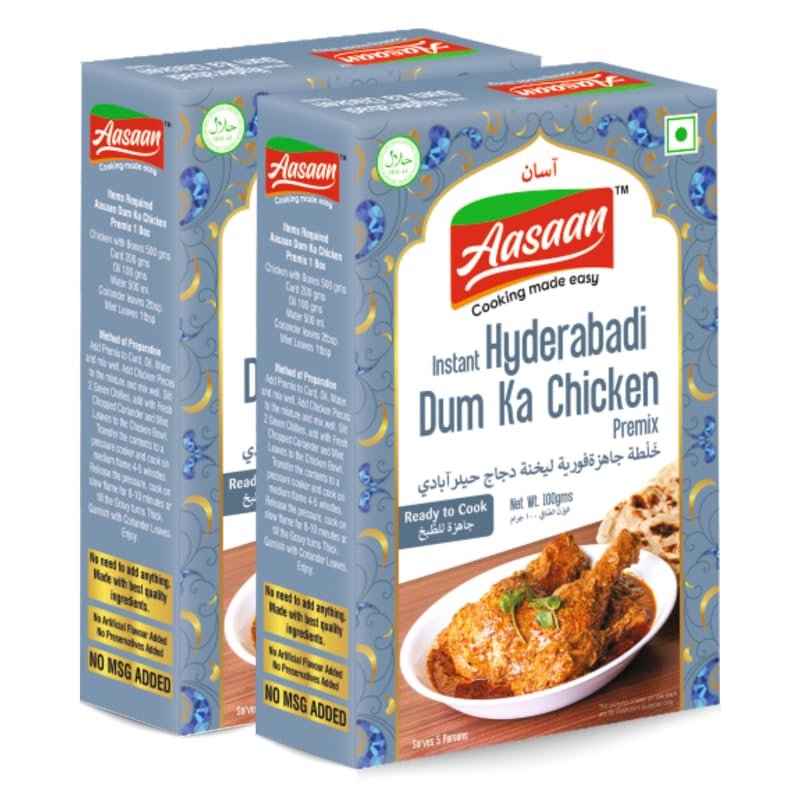 Aasaan Instant Hyderabadi Dum Ka Chicken Premix - Authentic Indian Spice Mix for Quick & Delicious Meals (Pack of 2)