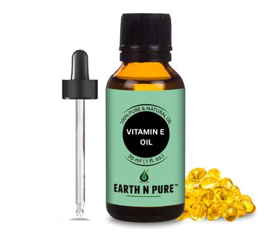 Earth N Pure Vitamin E Oil Therapeutic Grade for Skin, Hair and Nails with Glass Dropper 30 ml