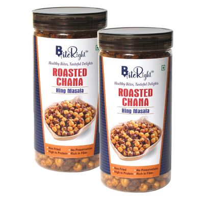BiteRight Roasted Chana | Crunchy, Non-Fried, High in Protein Snacks | No Preservatives | Healthy Snack (Hing Masala, 300 Gram)