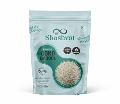 Shashvat Babool Gond Pure Organic 200 Gm | Kikar Dink Karaya Gum | Postpartum Ladoo Gond babul | Warming Properties | Wild Acacia Superfood Edible Gum |100% natural & Fresh, Sourced From Forest (Pack of 1)