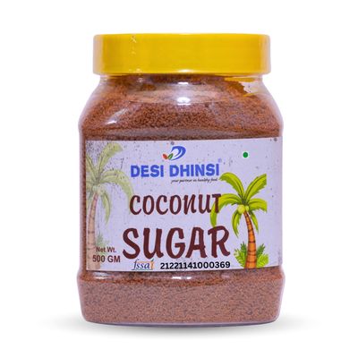 DESI DHINSI Organic Coconut Sugar With Low GI Sugar Alternative Natural Sweetener | Vegan Unrefined Pure Coconut Palm Sugar for Coffee, Tea & Recipes - 500g (Pack of 1)