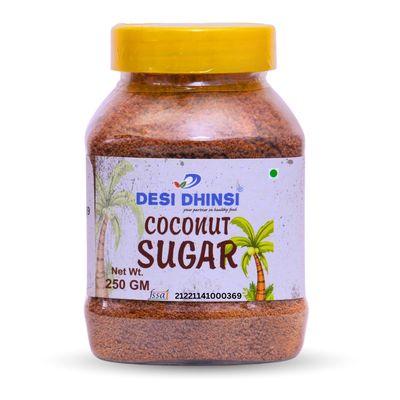 DESI DHINSI Organic Coconut Sugar With Low GI Sugar Alternative Natural Sweetener | Vegan Unrefined Pure Coconut Palm Sugar for Coffee, Tea & Recipes - 250g (Pack of 1)