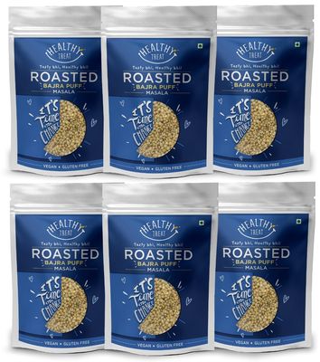 Healthy Treat Roasted Bajra Puffs 600gm | Bajra Millets Puffs | Less Fat | Rich Protein & High Fibre | Healthy Snacks | Natural Roasted Grains | Roasted Millet | Healthy Snacks | (Pack Of 6, 100Gm Each)