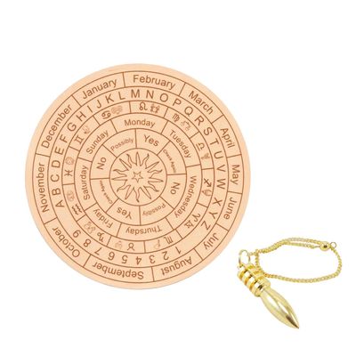 Vastu Vardan Dowsing Light Brown Board (6 inch) with Brass Pendulum | Divination Metaphysical Message Board | Acrylic Divination Board | (Pendulum Assorted)