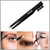 Hair Line Professional 2 in 1 Carbon Stainless Steel Slant Tip Eyebrow Hair Plucking Tweezer Clip and Eyebrows Brush Comb for Men and Women_Black view 3