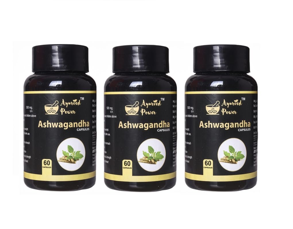 AYURVED POWER Ashwagandha 500mg Extra Support Strength and Energy For Stress & Sleep Management 60 Caspule - Pack of 3