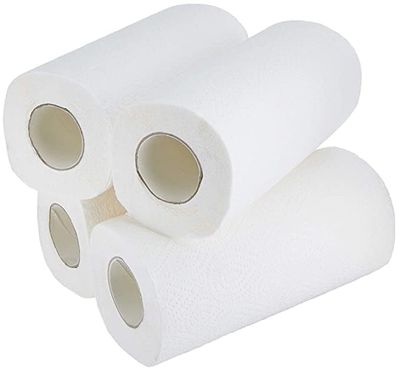 Magic Providers Highly Absorbent Strong Thick 2 Ply Kitchen Tissue Paper Roll | Towel Paper Roll | Big Size | Strong & Thick - 4 Rolls (80 Pulls Per Roll) Size 20 * 20cm
