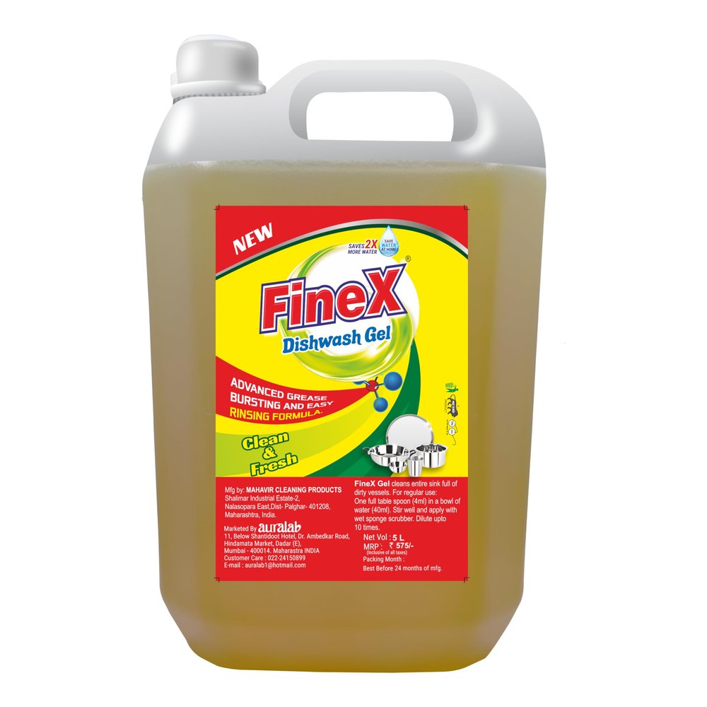 FineX Dishwash Gel- SAVING PACK -5 ltr- Lemon