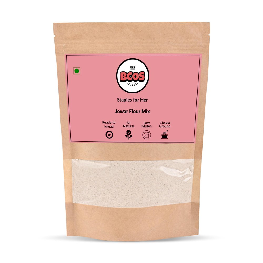 BCOS Foods Jowar Flour | Natural Healthy Low Carb Flour | Low Gluten | Protein & Vitamin Rich | Easy to Cook Flour | Ready to Knead (2 kg)
