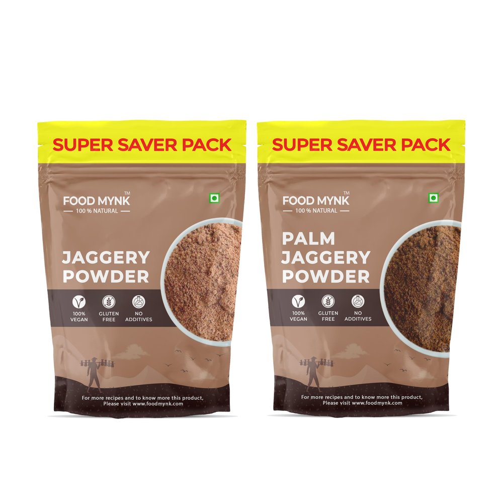 Foof Mynk Jaggery Powder Combo | Jaggery Powder & Palm Jaggery Powder Combo | (500g Each) | Palm Sugar | Karupatti Powder | Naatu Sakkarai