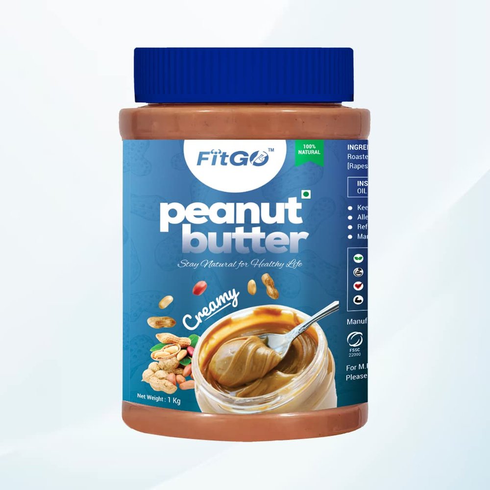 FITGO Peanut Butter, Crunchy Peanut Buttler With 26g Protine, Nutty Crunch Spread With No Added Sugar & Salt, Healthy Peanut Butter, Gluten & Cholesterol Free, Organic Peanut Butter (1kg Creamy)