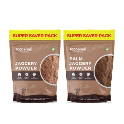 Foof Mynk Jaggery Powder Combo | Jaggery Powder & Palm Jaggery Powder Combo | (2Kg Each) | Palm Sugar | Karupatti Powder | Naatu Sakkarai