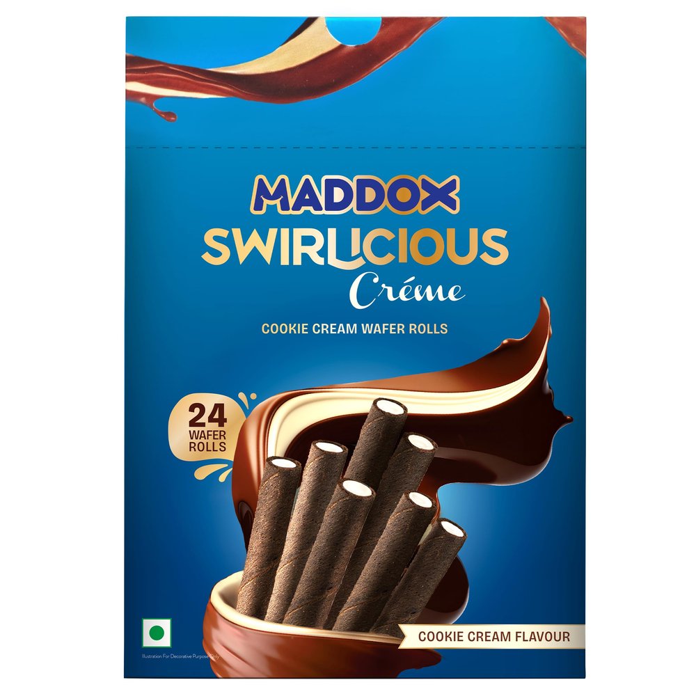 Maddox Swirlicious Cookie Cream Wafer Roll 252gm (10.5g x 24 Wafer Rolls)