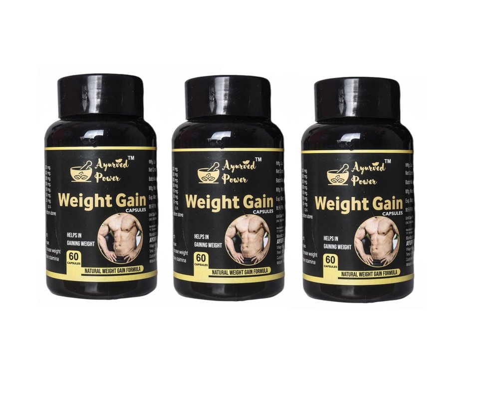 AYURVED POWER Weight Gain Capsules for Grow Body Muscle Building,For gym | 60 Capsules (Pack Of-3)