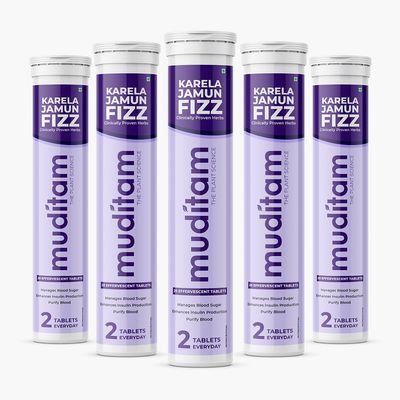 Muditam Ayurveda Karela Jamun Fizz-100 Tablets | Ideal For 50 Days (Karela Jamun Juice) | Helps in High Sugar Condition | Promotes Healthy Glucose Levels | Boosts Digestive Health