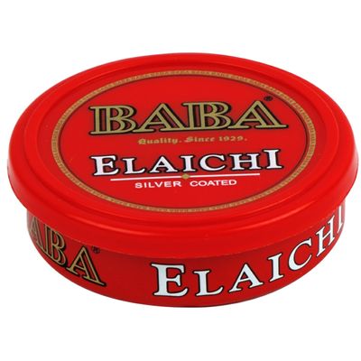 BABA ELAICHI Silver Coated Saffron Blended Elaichi - Refreshing, Exotic And Aromatic Mouth Freshener - 10Gm Tin (Pack Of 1)