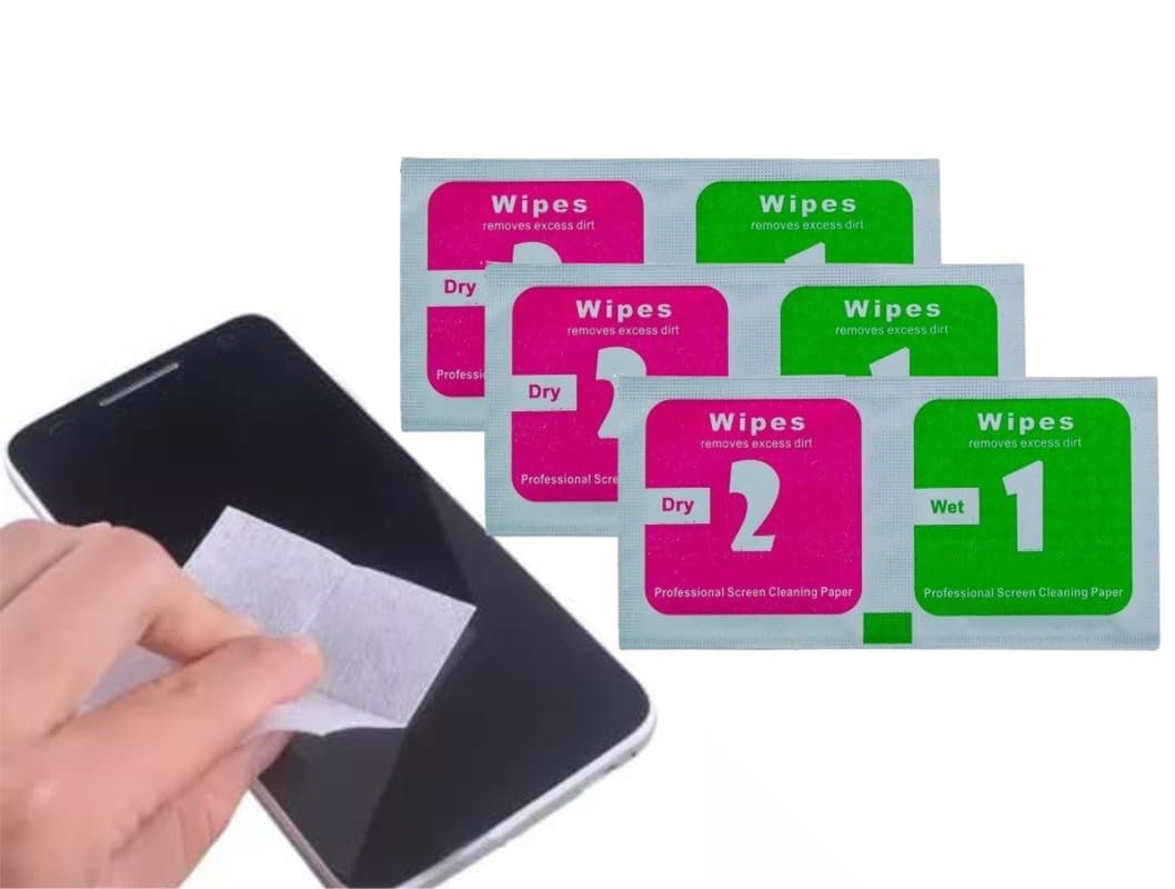 30 Wet and Dry Cleaning Small Wipes for Camera Lens Mobile Phone Smart Watch Tempered Glass for Crystal Clear Display-W33