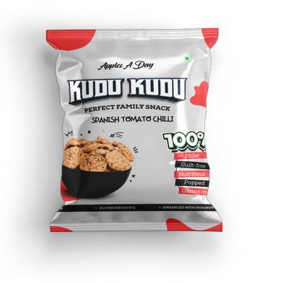 Apples A Day - Kudu Kudu - Multi Millet Popped Chips | Spanish Tomato Chilli| 300 gms | Pack of 10 (30X10)