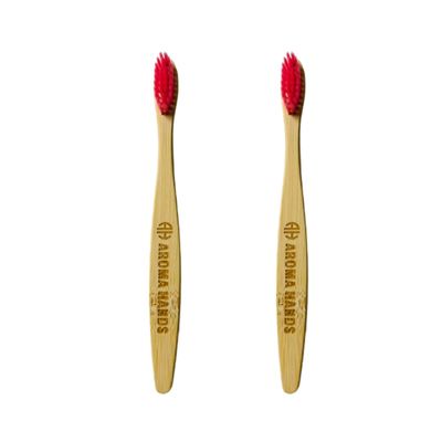 Aroma Hands Kids Bamboo Toothbrush Soft Bristles Suitable for Sensitive Gums, Anti-Plaque & Anti-bacterial Pack of 2