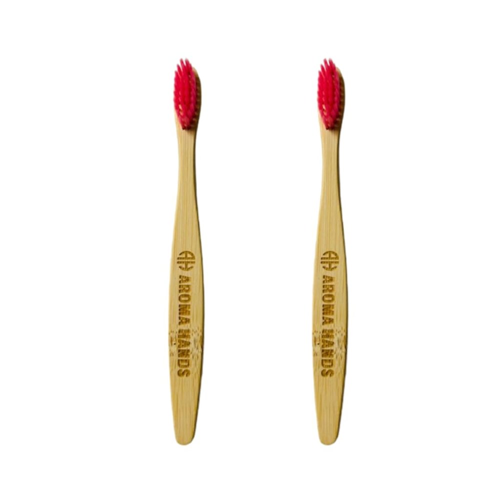 Aroma Hands Kids Bamboo Toothbrush Soft Bristles Suitable for Sensitive Gums, Anti-Plaque & Anti-bacterial Pack of 2