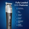 AGARO Royal Multi Grooming Kit For Men, 9in1, Shave| Trim | Style, Face Head Body Trimmer, Self Sharpening Stainless Steel Blade, 5 Combs, Metal Body, Type C Fast Charging, 120 Min Usage, IPX7, Silver view 2