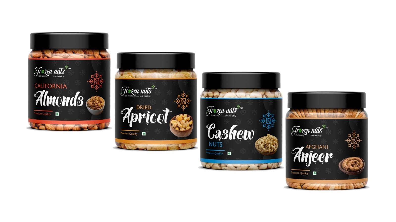 Healthy Snack Combo Dry Fruits (4-in-1 Almonds, Cashews, Apricots & Anjeer)  250g | Premium Mixed Dry Fruits Pack | Nutritious Daily Snack