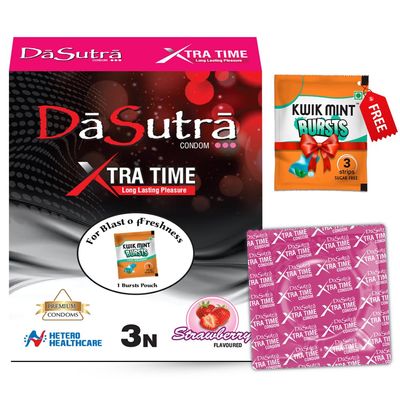 AZISTA Dasutra Max Pleasureted Condoms For Men|5 In 1 Multi-Textured Lubricated Condoms|Enhanced Pleasure For Both(Strawberry,3 Count(Pack Of 5))