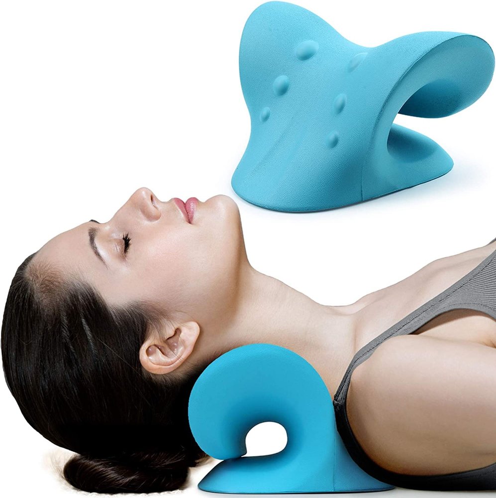 Drumstone Neck Stretcher for Neck Pain Relief, Neck & Shoulder Relaxer Cervical Neck Traction Device Pillow for TMJ Pain Relief, Muscle Relax, Cervical Spine Alignment Acupressure Chiropractic Pillow
