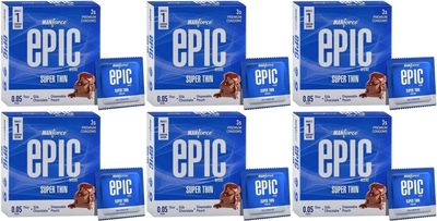 MANFORCE Epic Desire Super Thin Premium Condoms for Men Silk Chocolate Flavour Condom (3 Sheets) x Pack of 6