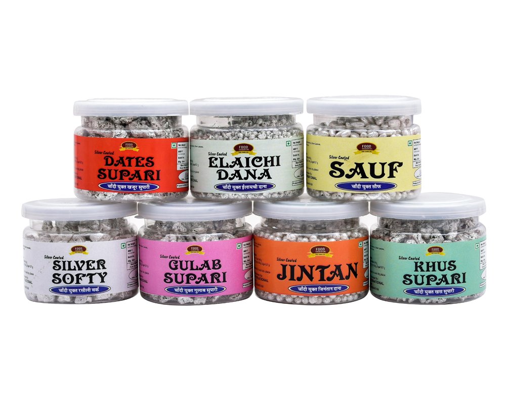 Food Essential Silver Coated Mouthfreshners Pack of 7 [Mouth Freshener, After-Meal Snack]