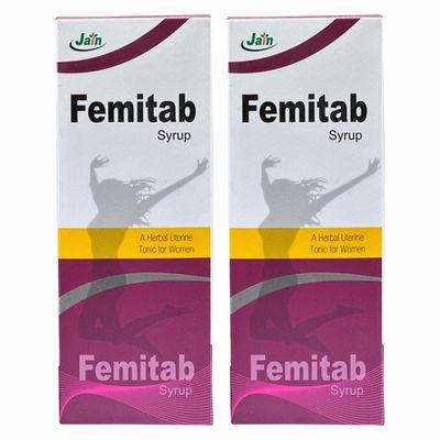 Jain Femitab | Ayurvedic Syrup for women's Health and Wellness | Herbal Uterine tonic | 200ML (Pack of 2)