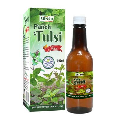 Sansu Pach Tulsi Juice For Cold, Immunity Booster, Ayurvedic, 100% Pure & Natural, 500ml.