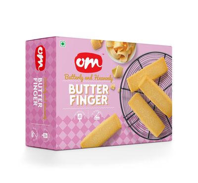 Om Sweets & Snacks Butter Finger Cookies Biscuit | Biscuits Pack | Healthy, Nutritious, and Delicious Cookies | Tea Time Healthy Snacks | No Preservatives & Artificial Flavors | Ready to eat | Finest snack | Pack of 1 x 350g