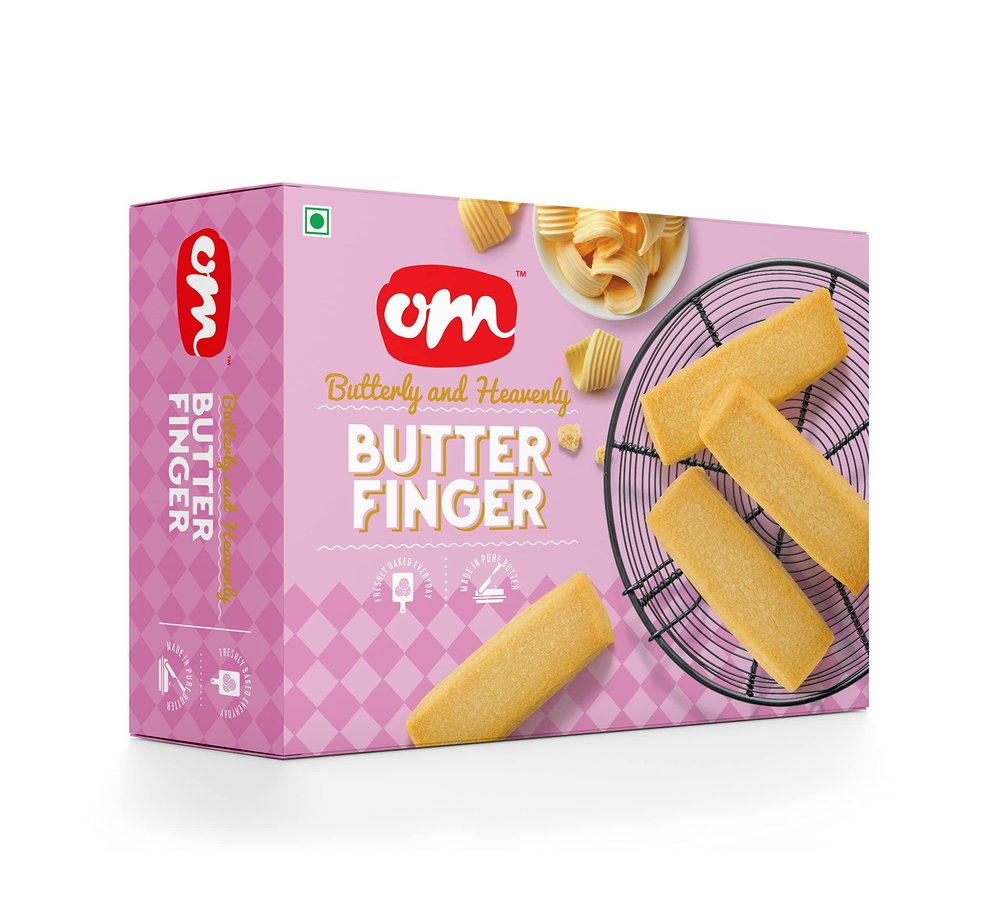 Om Sweets & Snacks Butter Finger Cookies Biscuit | Biscuits Pack | Healthy, Nutritious, and Delicious Cookies | Tea Time Healthy Snacks | No Preservatives & Artificial Flavors | Ready to eat | Finest snack | Pack of 1 x 350g