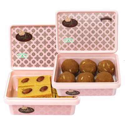 Singla Sweets Plain besan laddu and patisa burfi 200g combo pack of 2