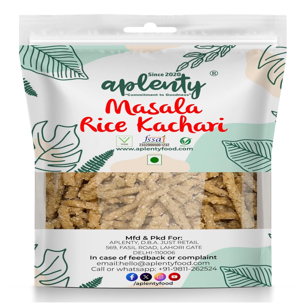 APLENTY Masala Rice Kachari 400g | Spicy Sundried Rice Papad Fryum | Vegan Ready-to-Fry Chawal Charauri Tilori Danori Snack | Crispy Tea Time or Lunch Accompaniment